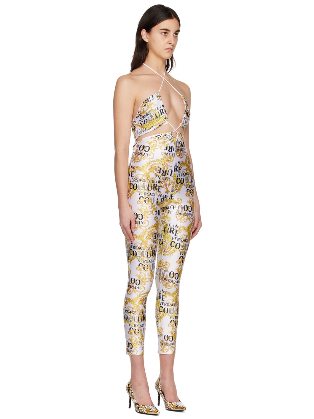 White & Yellow Printed Jumpsuit - 2
