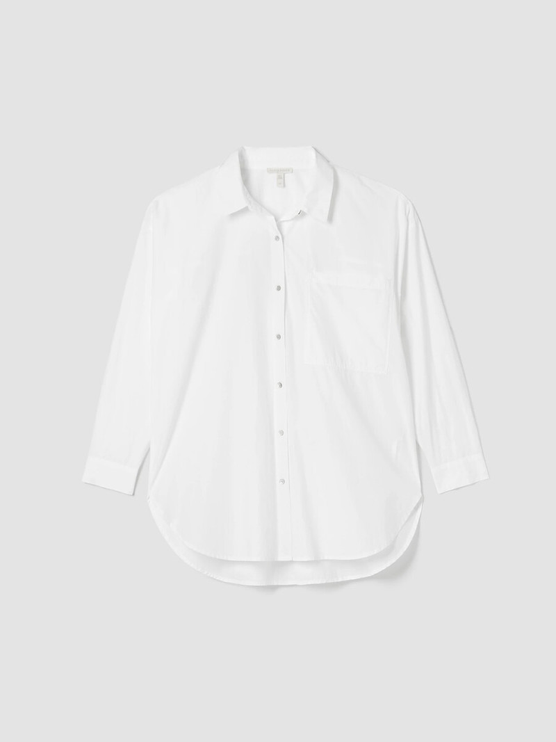 Washed Organic Cotton Poplin Classic Collar Long Shirt 1