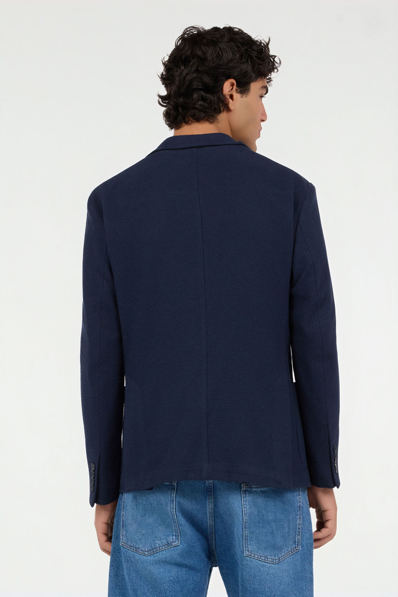 Unstructured Jacket in Navy Blue 4