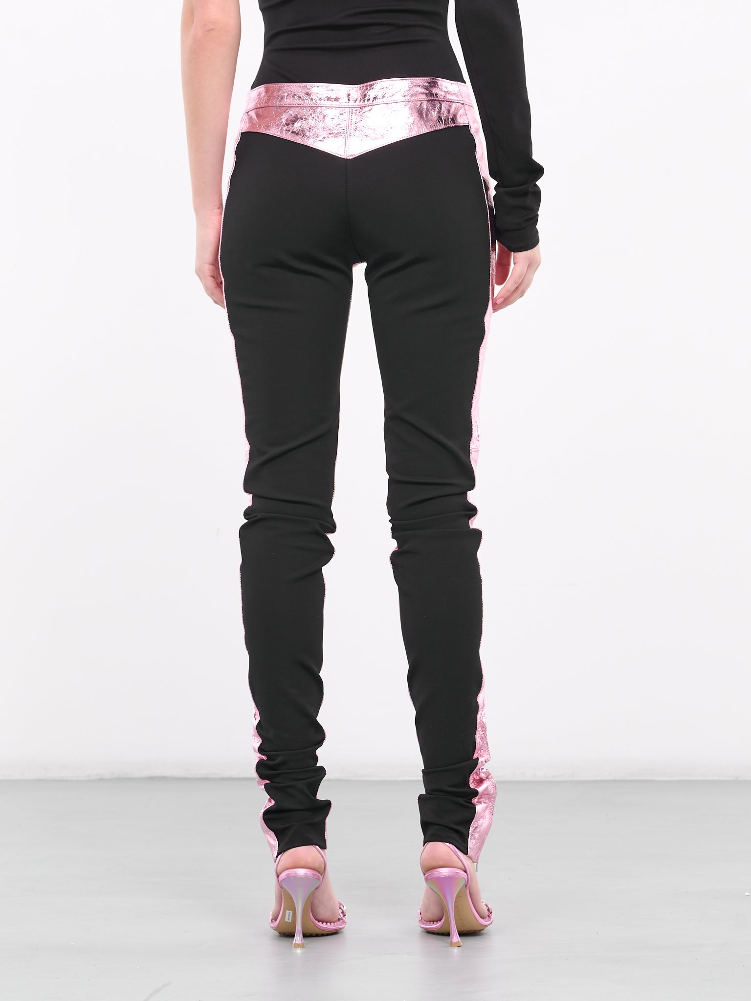 Jersey & Metallic Leather Trousers - 3