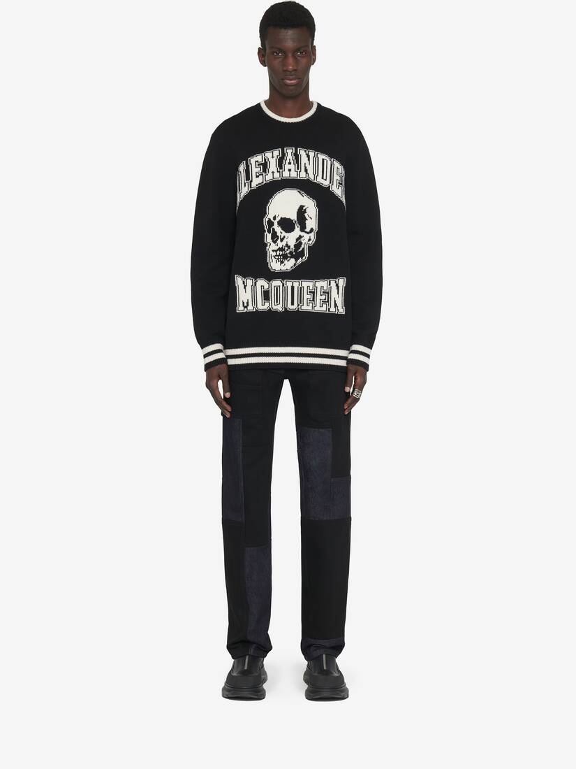 Men's Varsity Jumper in Black/ivory - 2