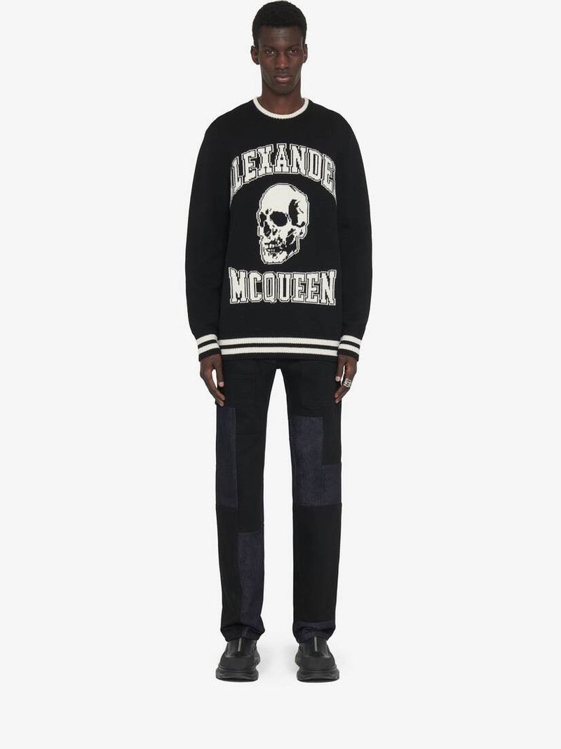Alexander McQueen Men's Varsity Jumper in Black/ivory outlook