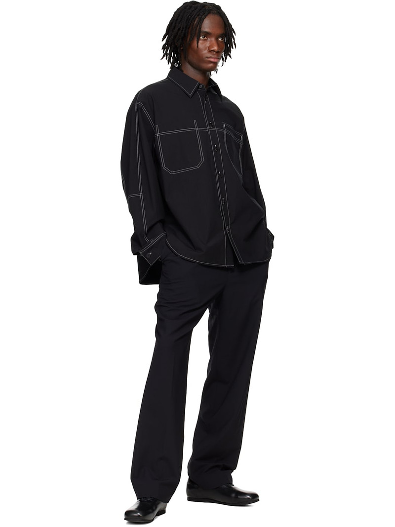 SOLID HOMME Black Wool Pleated Trousers outlook