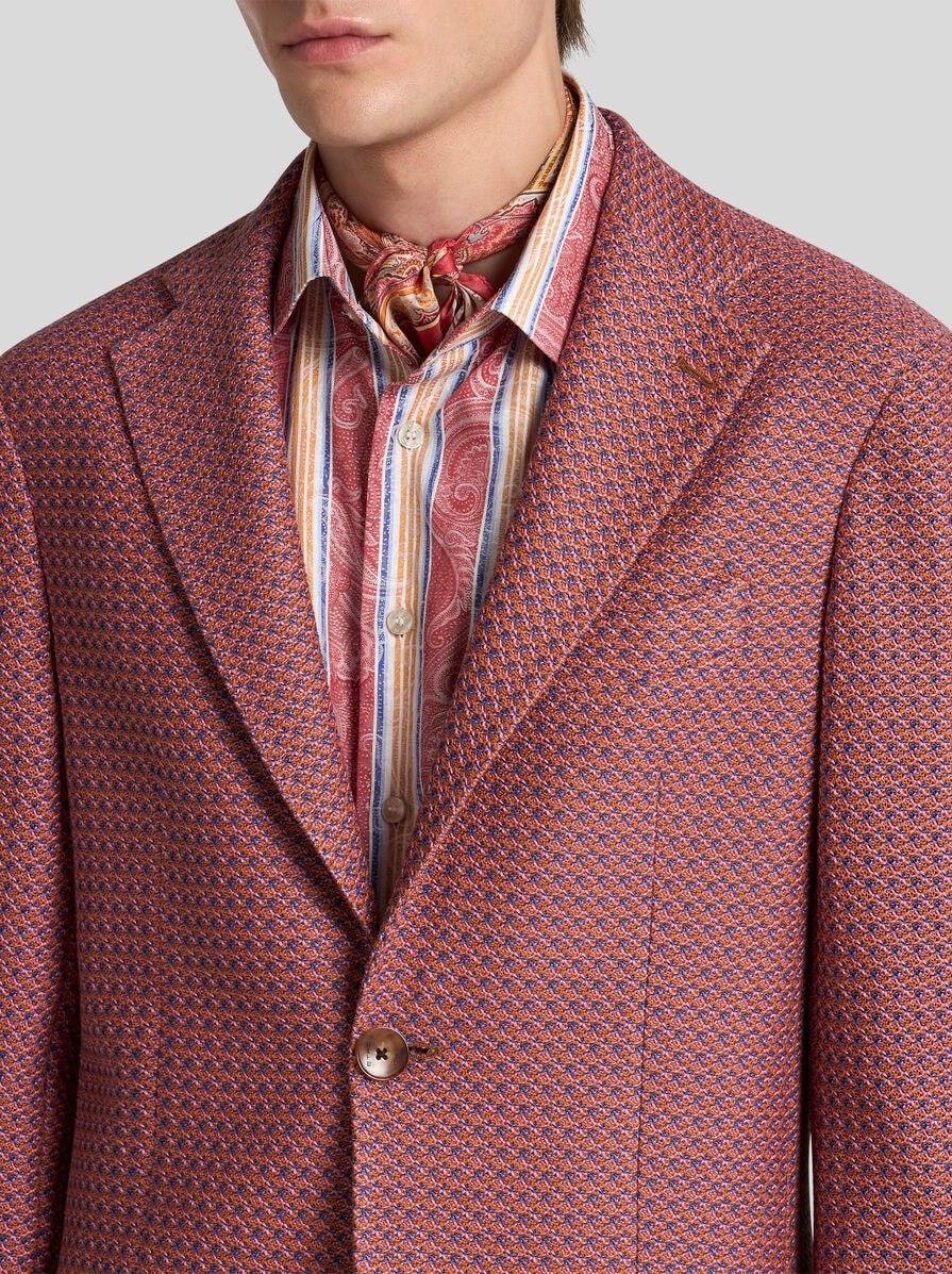 COTTON JERSEY BLAZER WITH MICRO-PATTERN - 2