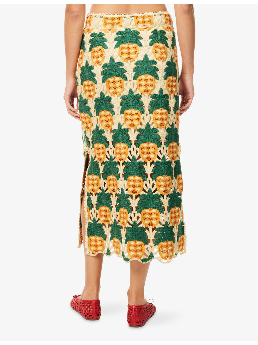 Pineapple Crochet Woven Midi Skirt - 4
