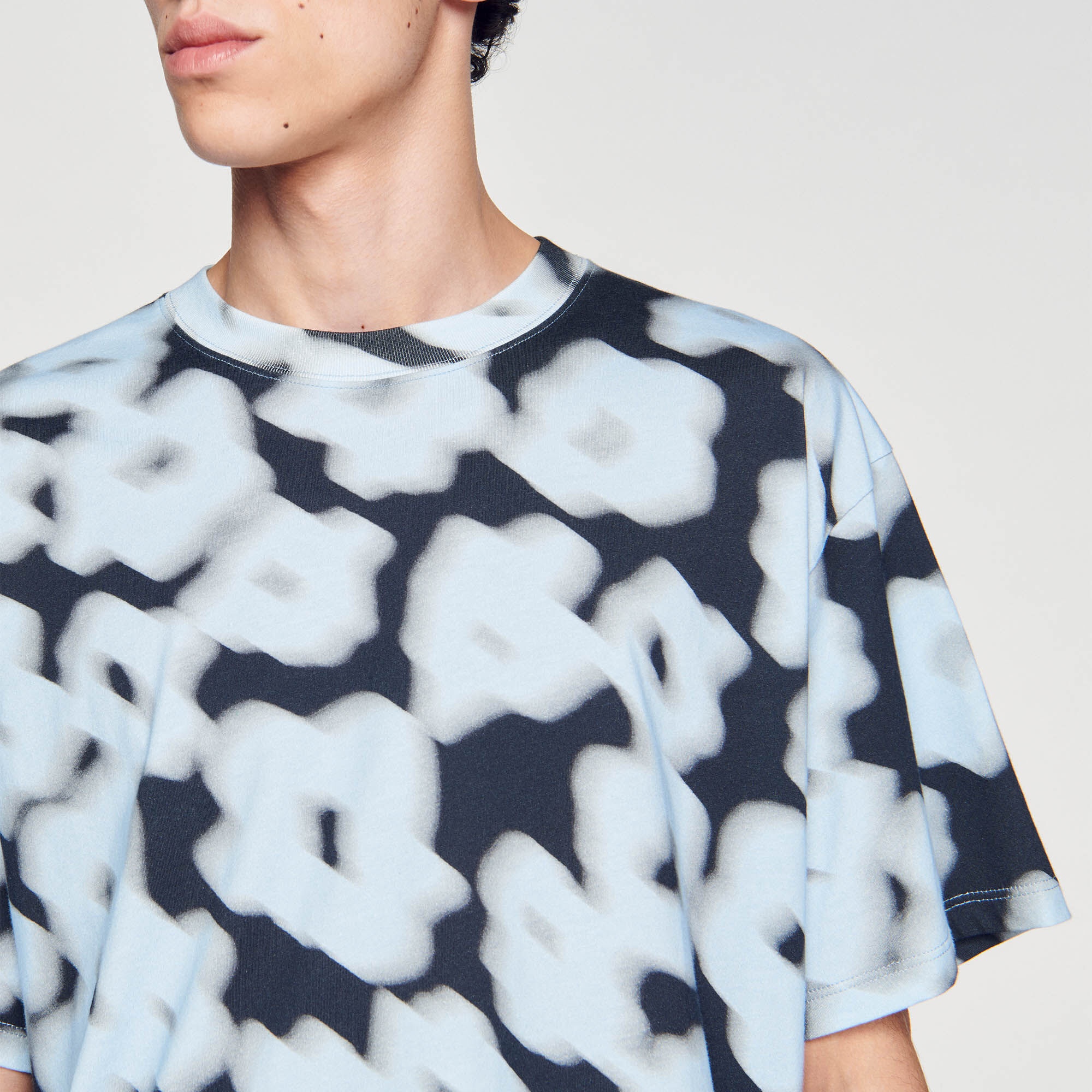 BLURRY FLORAL COTTON T-SHIRT - 4