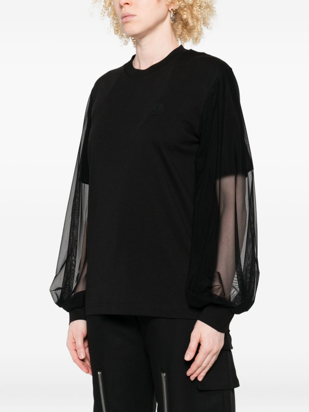 mesh-insert long-sleeve sweatshirt - 3