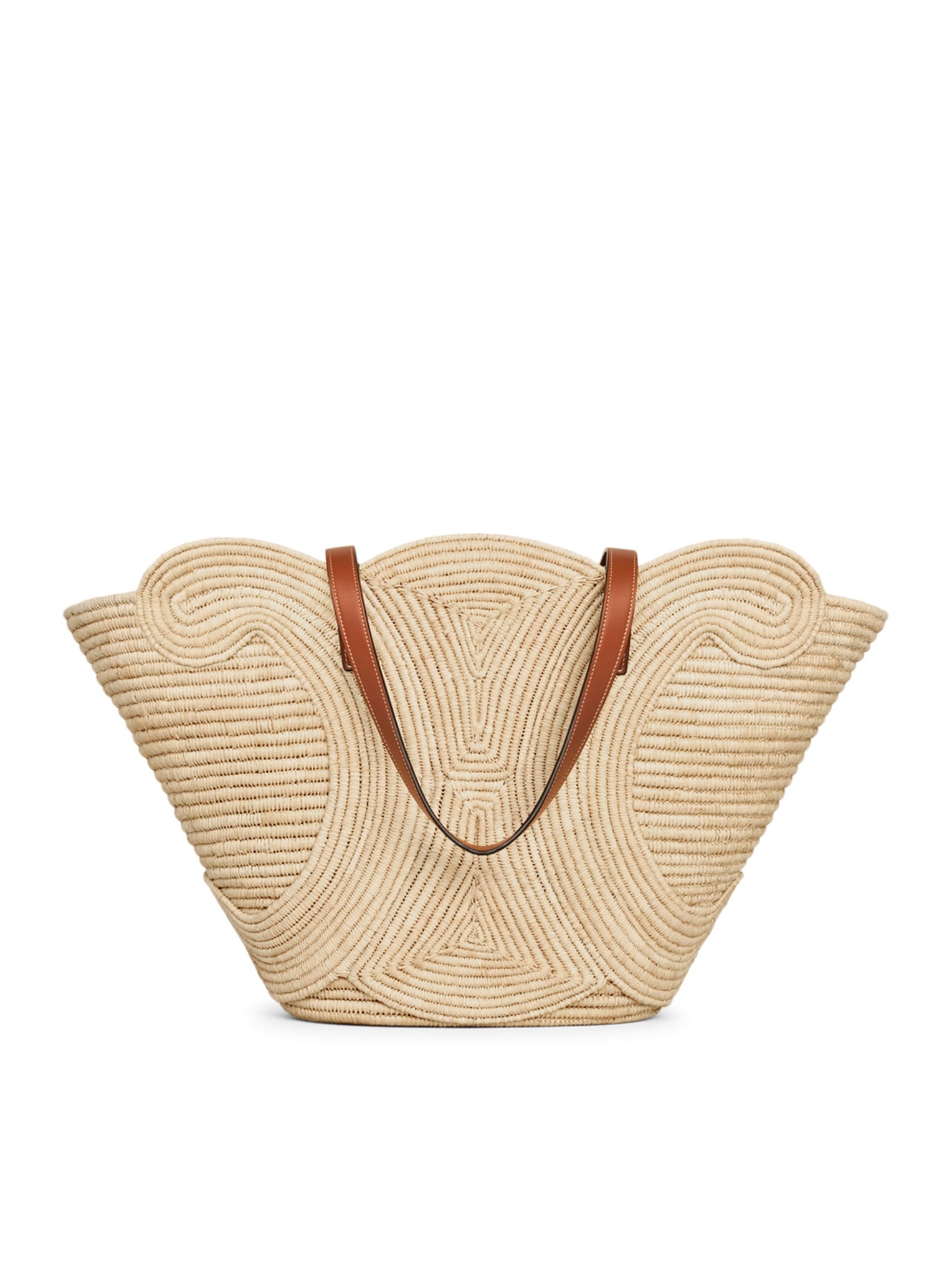 CELINE CELINE CLASSIC PANIER MEDIUM TRIOMPHE WOVEN BAG IN RAFFIA
