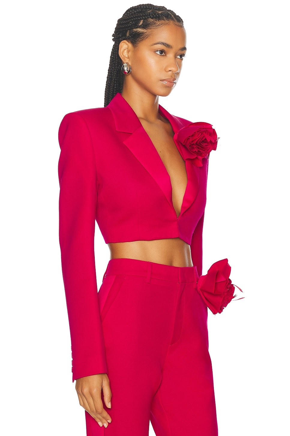 Flower Corsage Cropped Blazer - 2