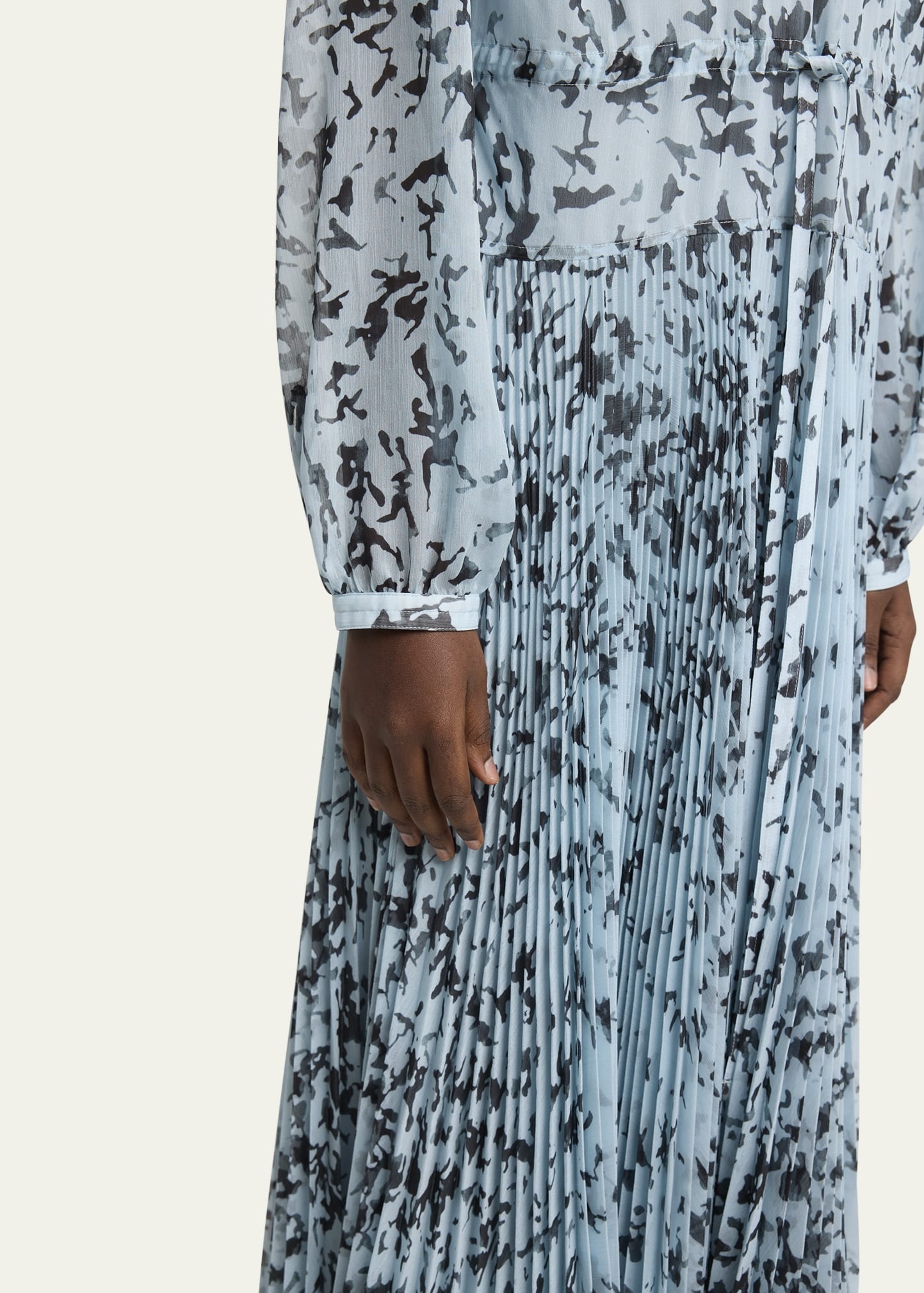 Jones Printed Crinkle Chiffon Pleated Dress - 5