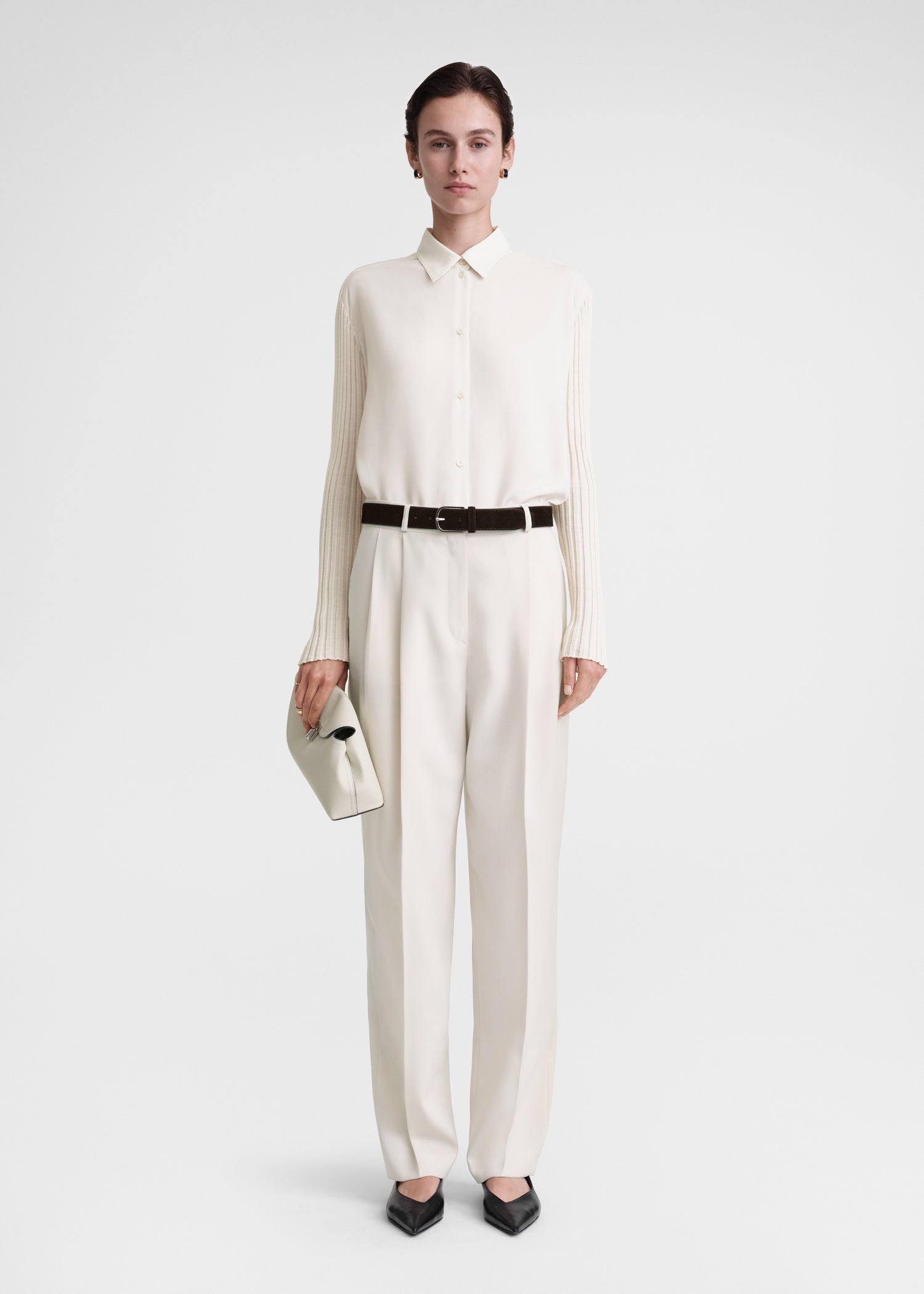 Double-pleated tailored trousers snow - 2