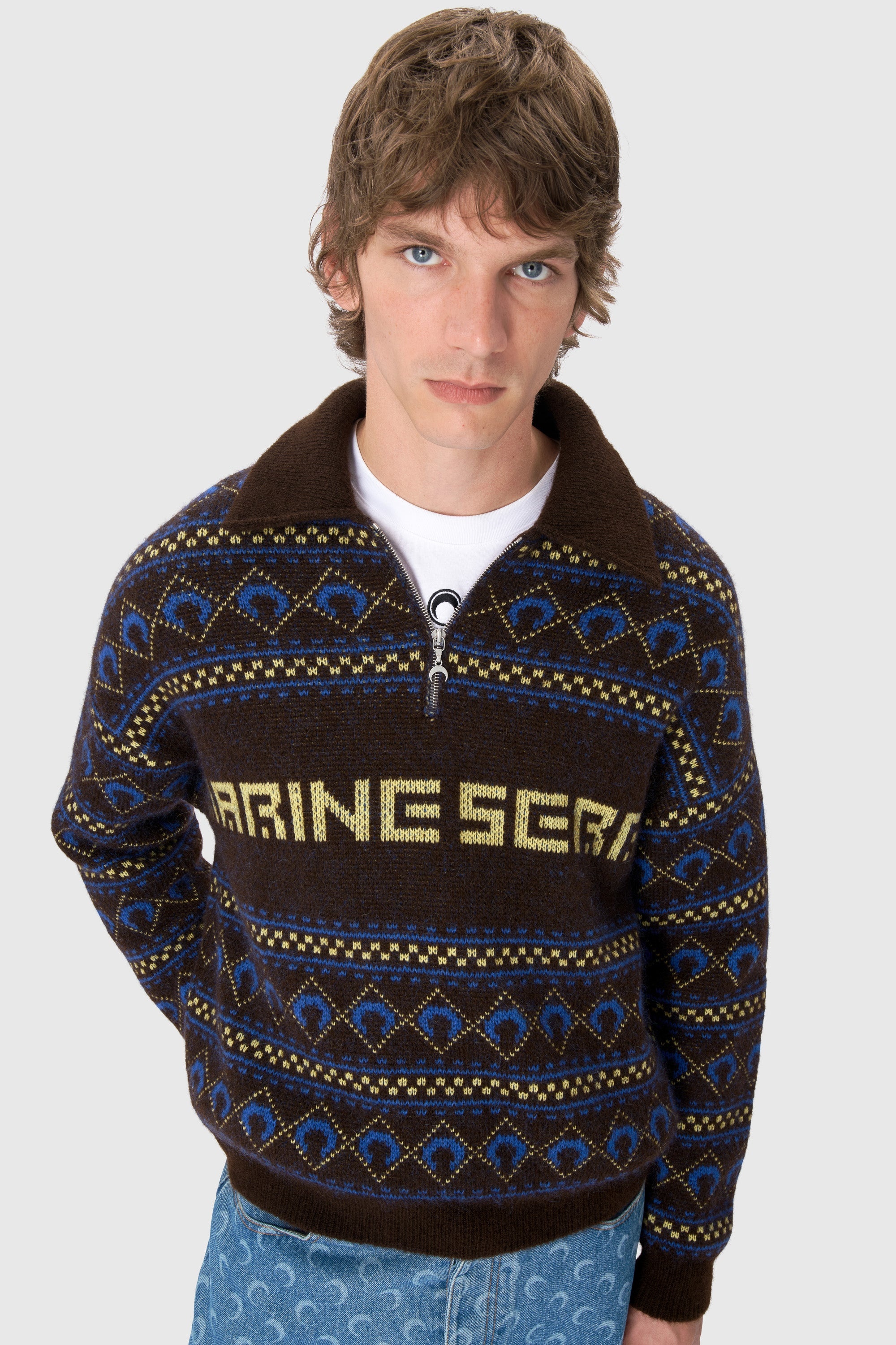 Marine Serre Jacquard Knit Crewneck Sweater - 3