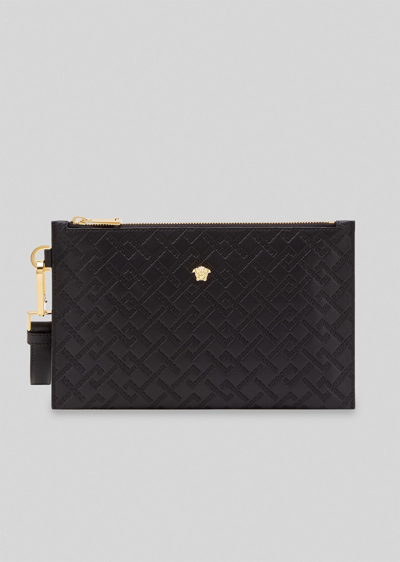 Large Embossed Greek Key Clutch 1