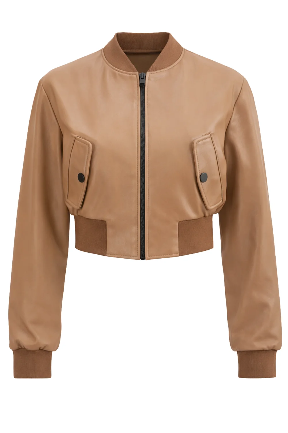 Evelin Crop Zip Jacket - Mocha - 1
