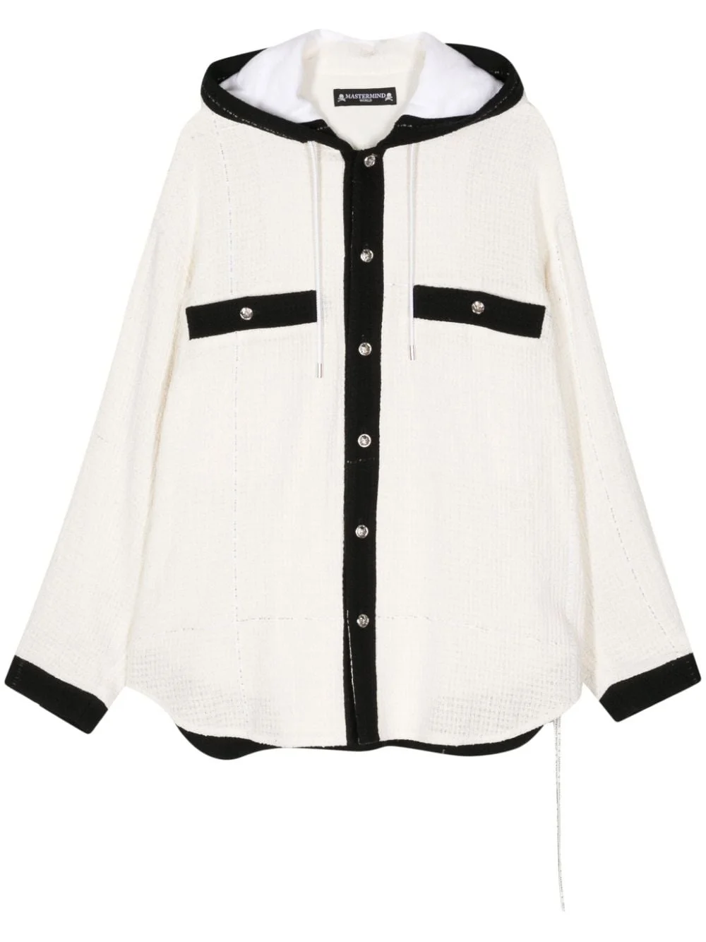 logo-embroidered tweed jacket - 1