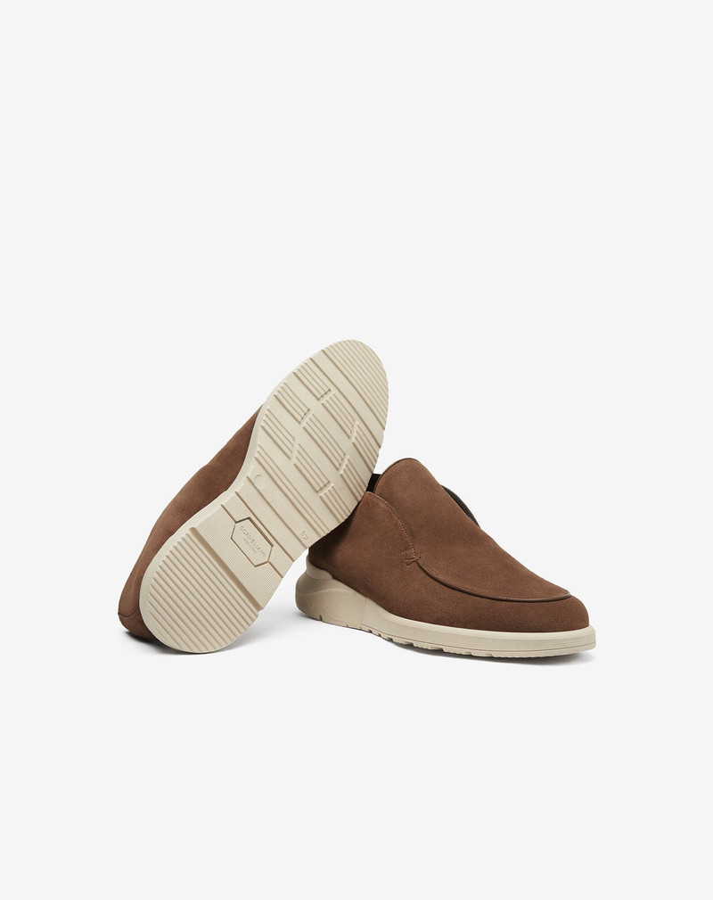 Taupe suede slip-on loafers 4