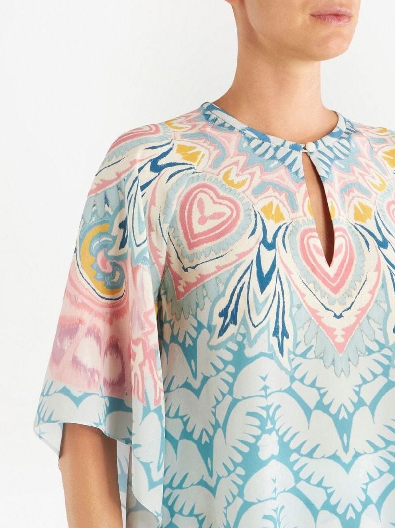 graphic-print silk blouse - 5