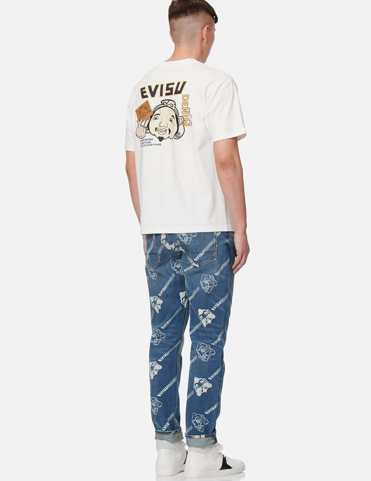 ALLOVER GODHEAD AND LOGO DISCHARGED  PRINT CARROT-FIT JEANS #2017 - 3