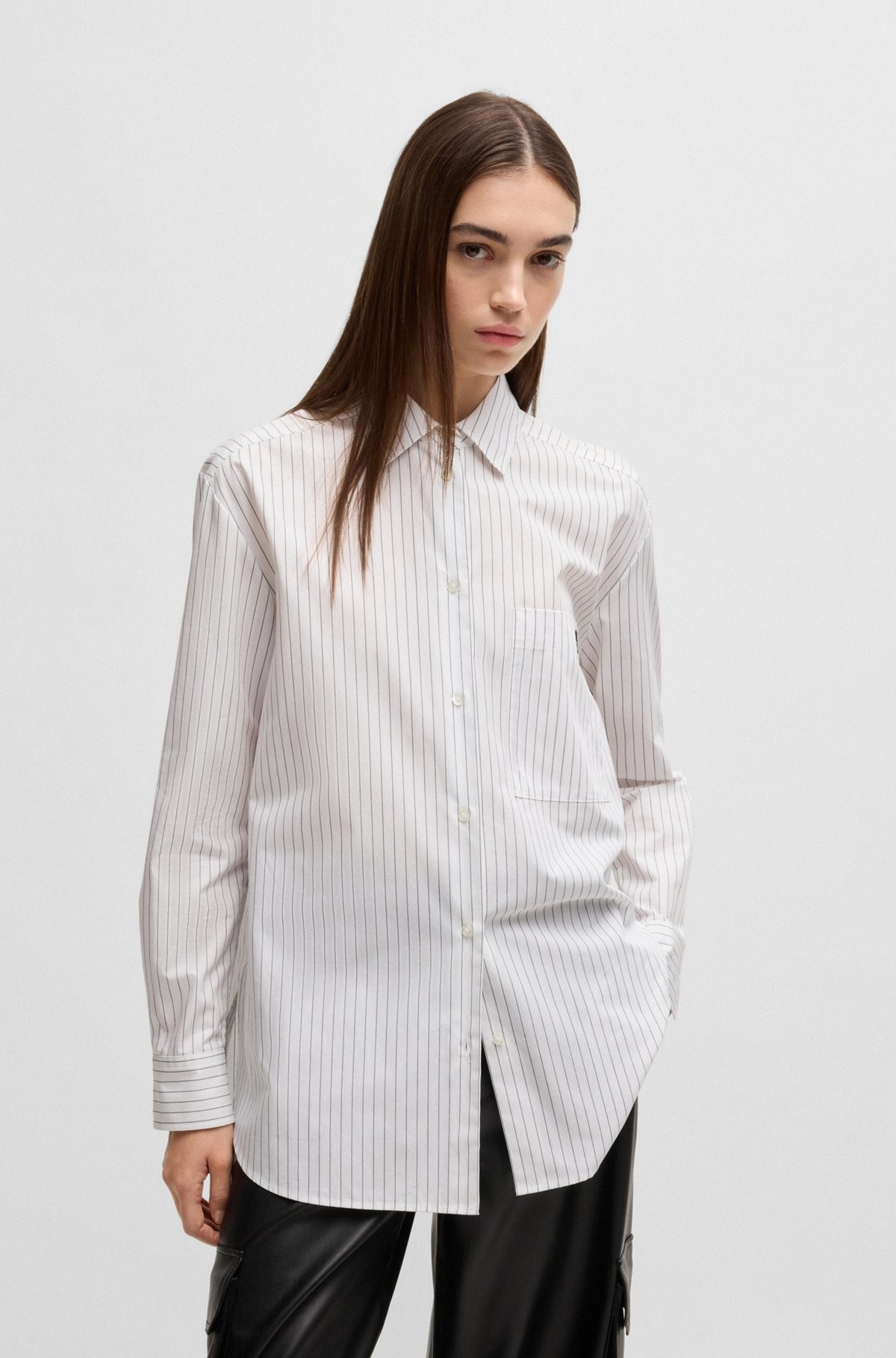 OVERSIZE-FIT BLOUSE IN STRIPED COTTON WITH BUTTERFLY PRINT - 2