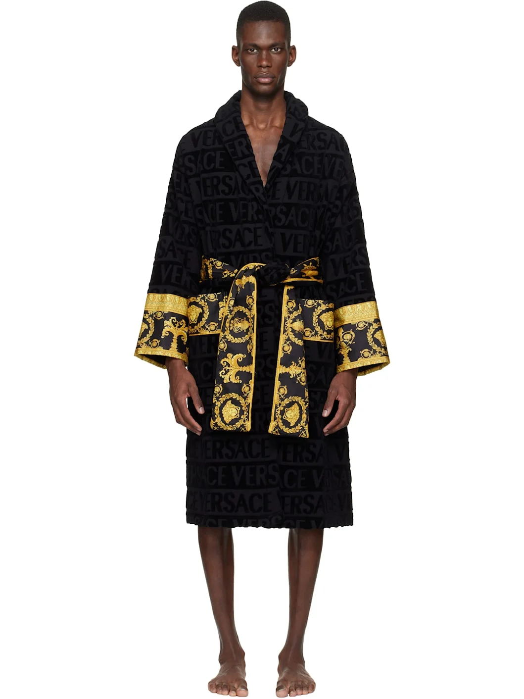 Black 'I Heart Baroque' Bathrobe - 1
