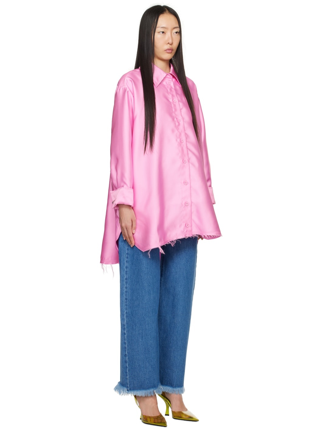 Pink Dropped Shoulder Shirt - 2