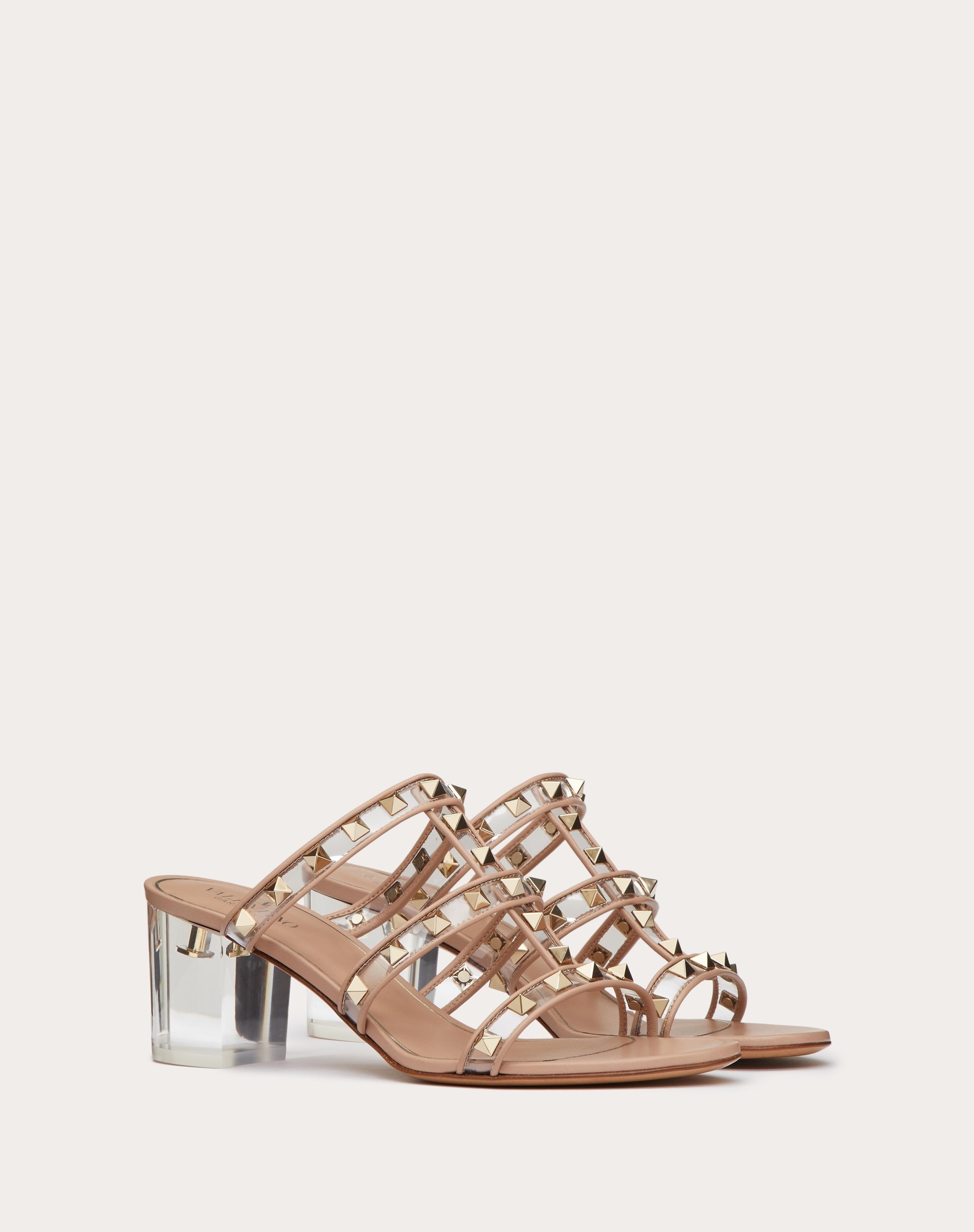 ROCKSTUD SLIDER SANDAL IN POLYMER MATERIAL WITH PLEXI HEEL 60MM - 2