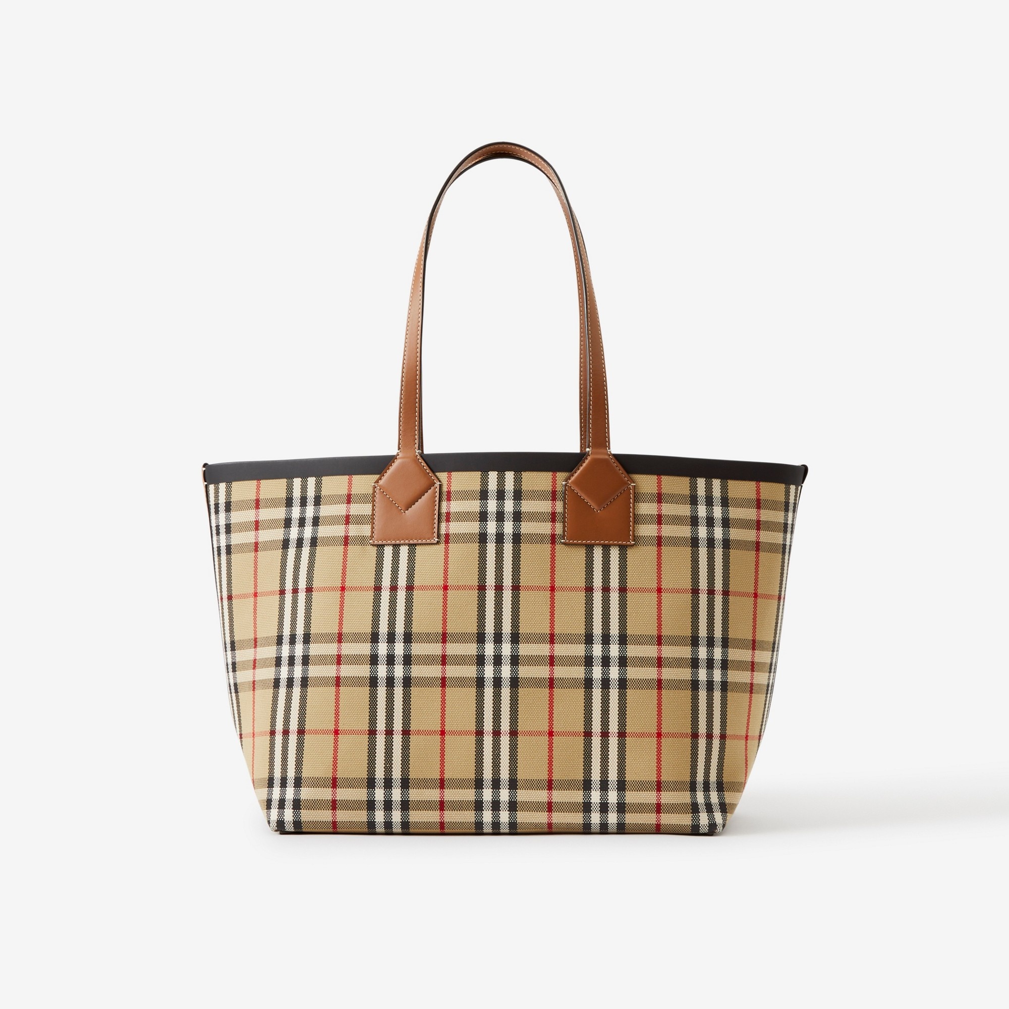 Check Cotton Medium London Tote Bag - 1