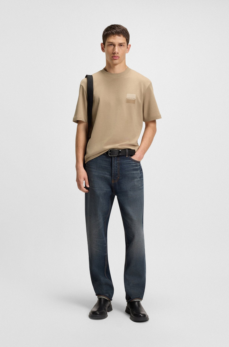 HUGO RELAXED-FIT T-SHIRT IN COTTON WITH SPLIT LOGOS outlook