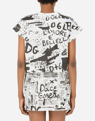 Dolce & Gabbana Cropped jersey T-shirt with DG graffiti print outlook