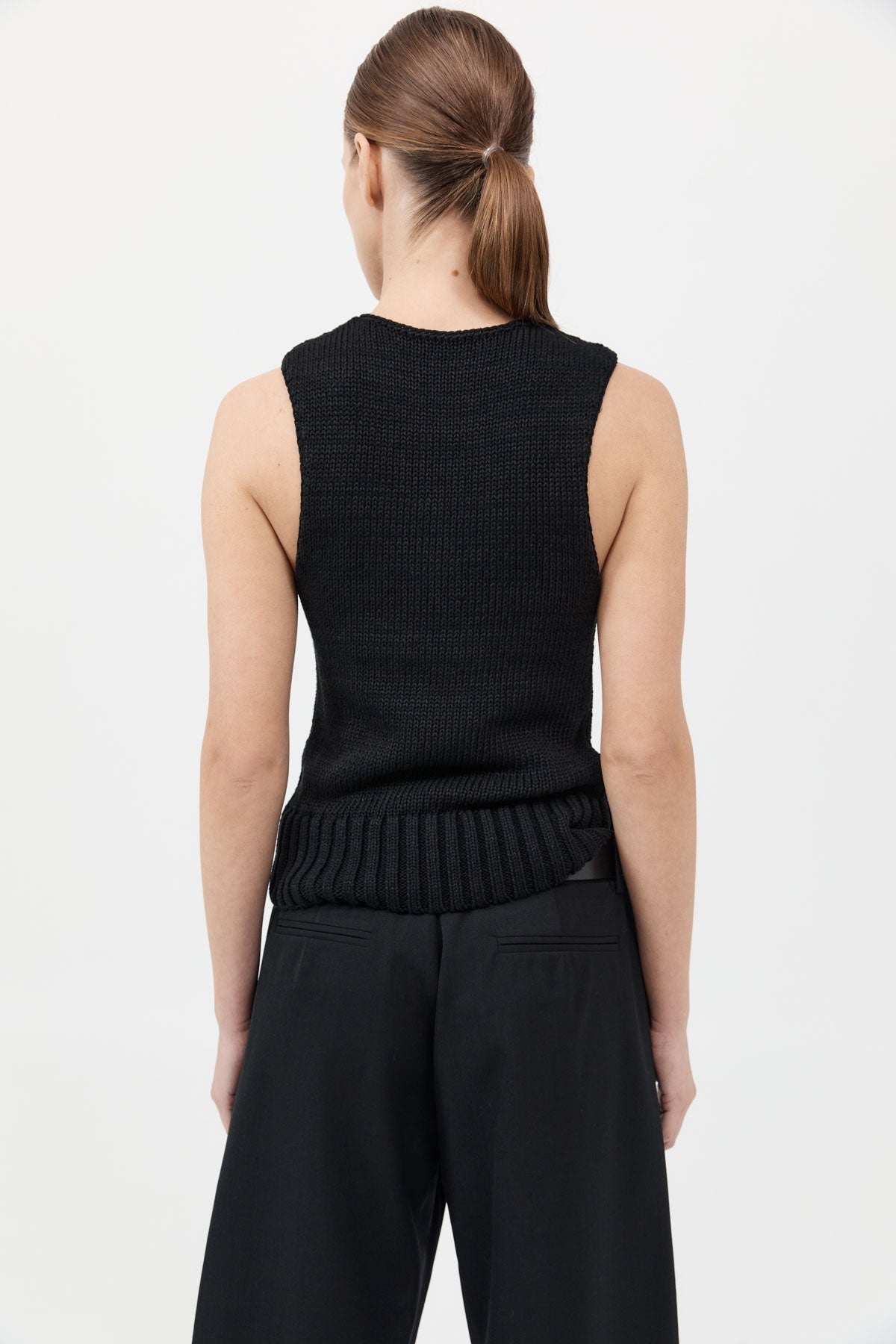 Linen Silk Blend Tank - Black - 4