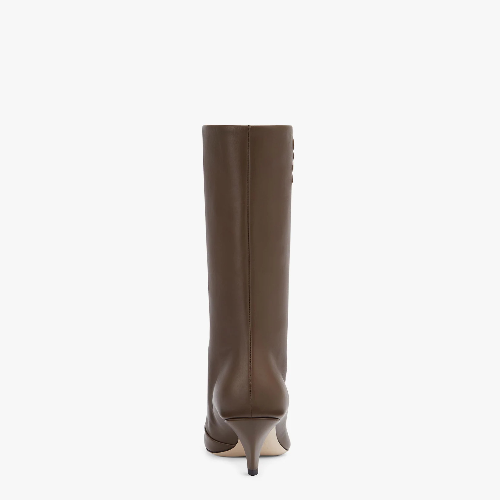 Brown leather boots with medium heel - 3