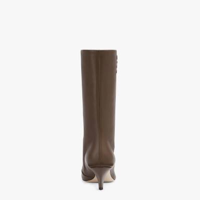 FENDI Brown leather boots with medium heel outlook