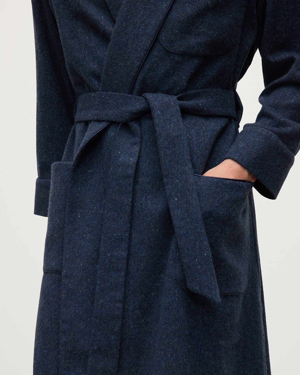Donegal Cashmere Navy Dressing Gown - 5
