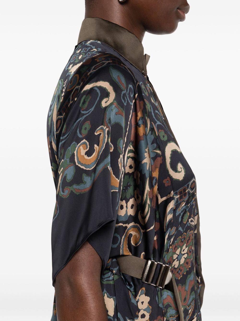 paisley-print layered midi dress - 5