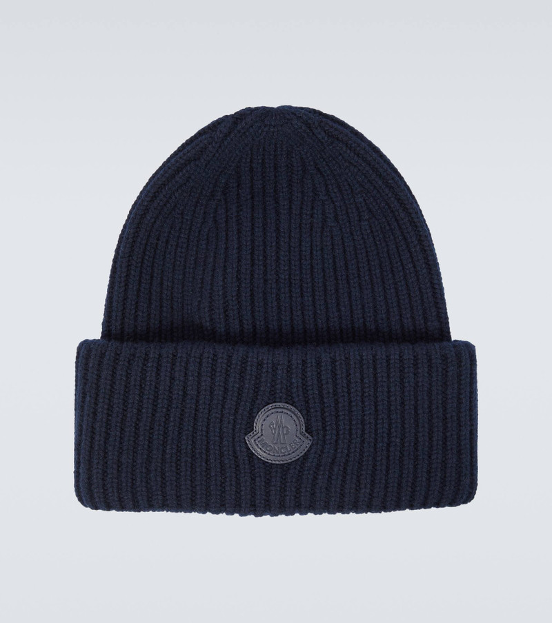 Leather-trimmed cashmere beanie - 1
