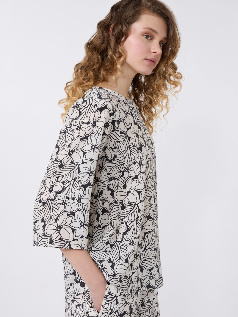 GINNICO Printed silk crêpe de Chine blouse - BLACK 5