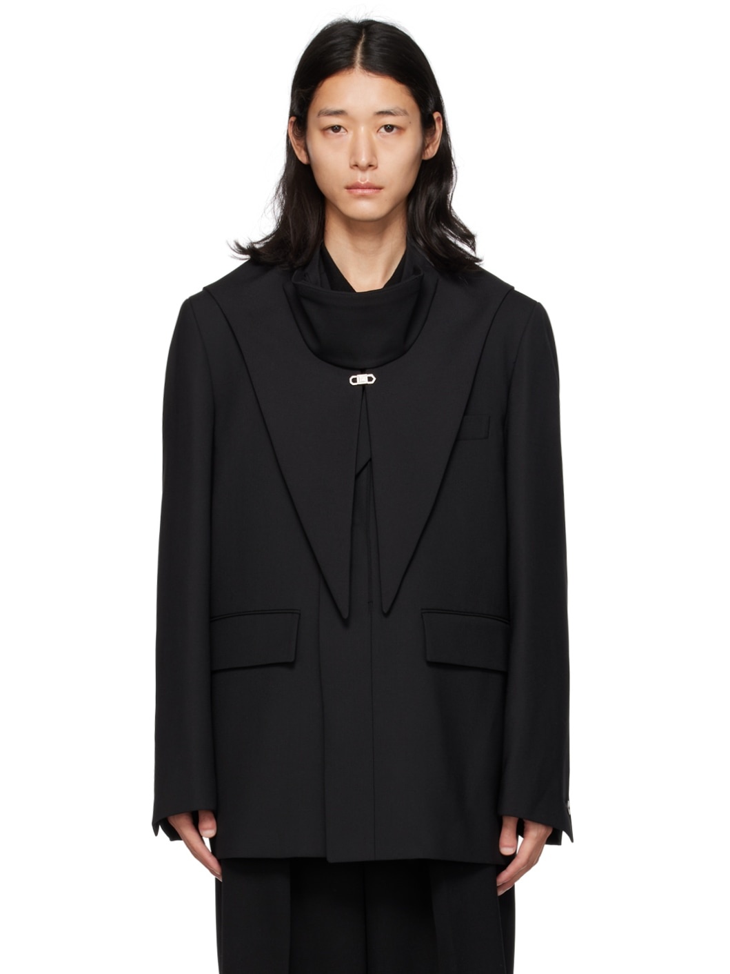 Black Single Breasted Blazer - 1