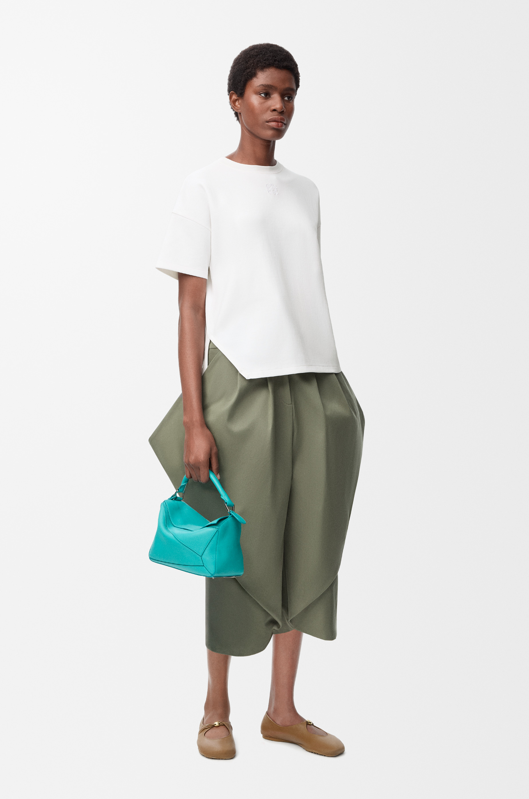 Asymmetric T-shirt in cotton blend - 2
