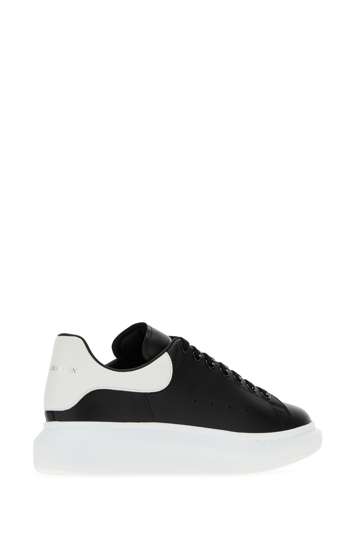 Black leather sneakers with white leather heel - 3