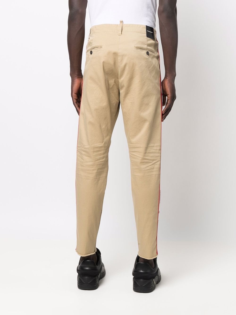 side stripe-print chino trousers - 4