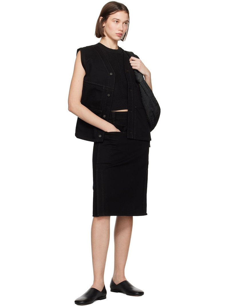 Lemaire Black Straight Denim Midi Skirt outlook