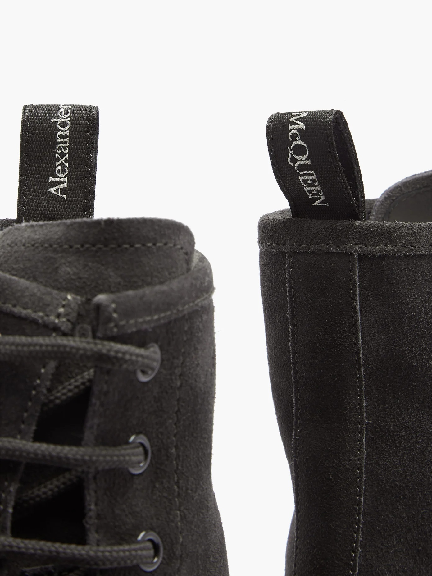 Logo-tab lace-up suede boots - 6