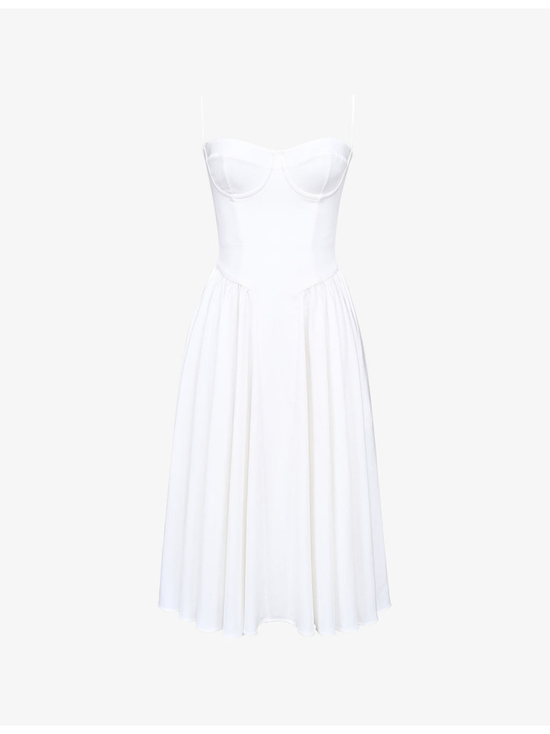 Samaria corseted woven midi dress 1
