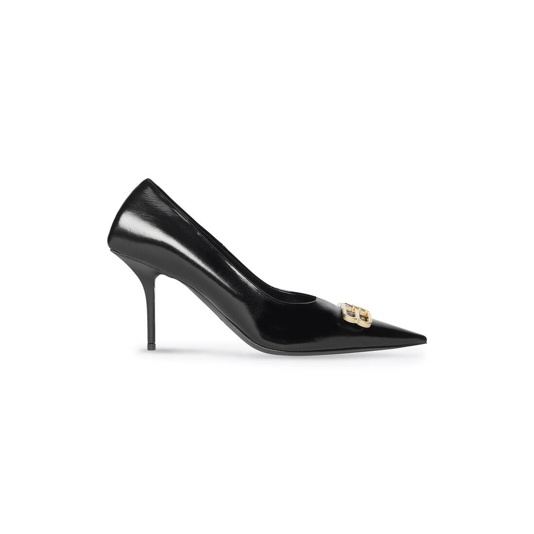 Balenciaga Square Knife Bb Logo-embellished Leather Pumps In Black