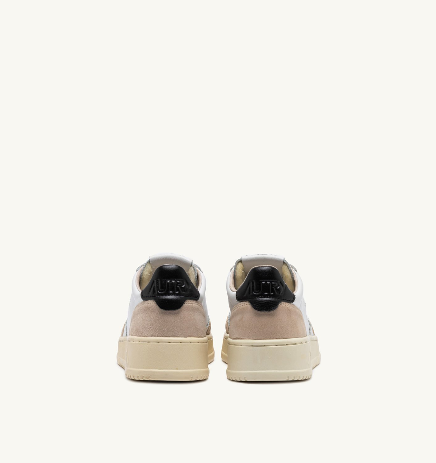 MEDALIST LOW SNEAKERS IN WHITE AND BLACK LEATHER AND BEIGE SUEDE - 3