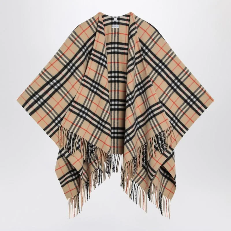 Burberry Check Pattern Wool And Cape - 1