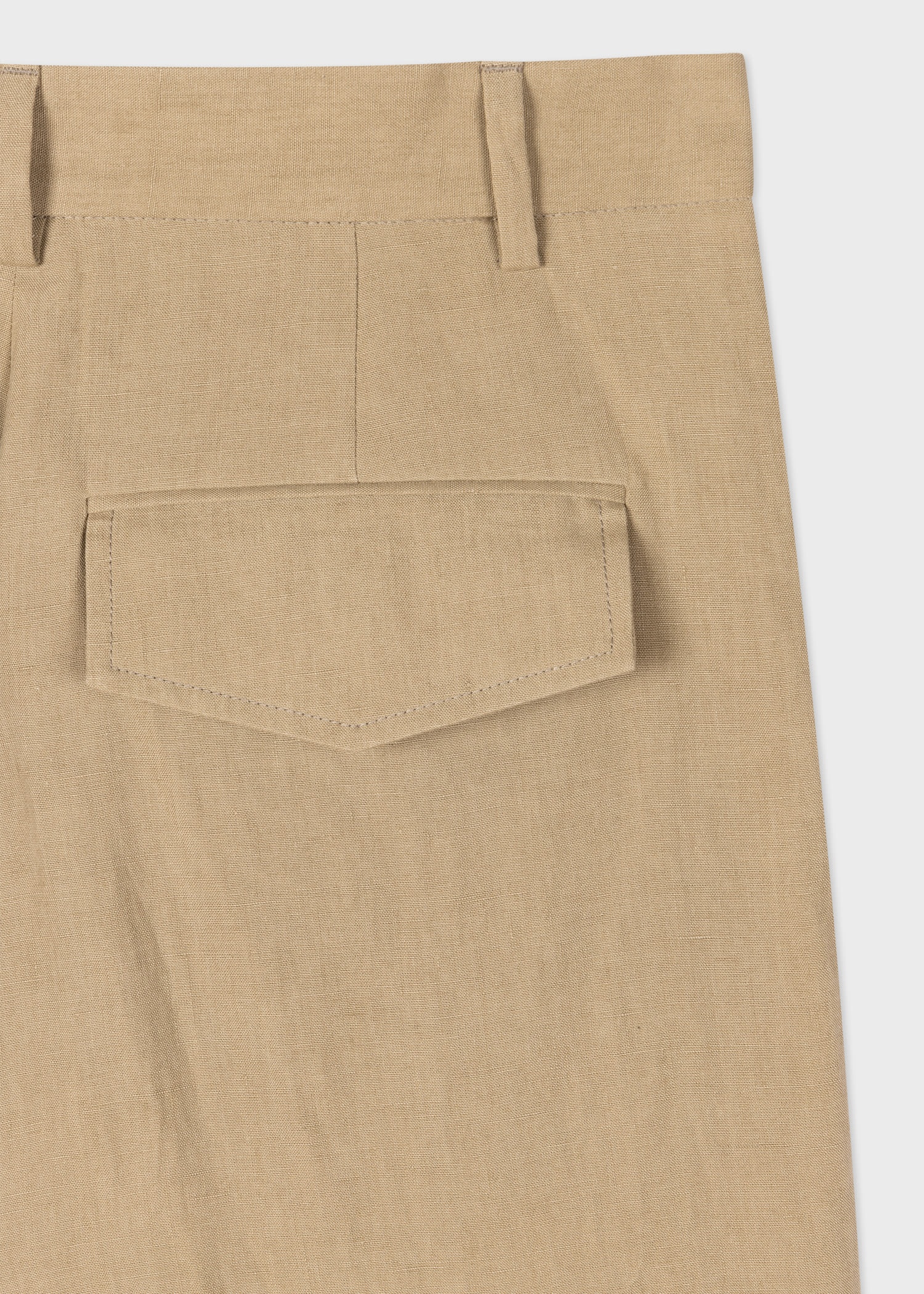 Pale Khaki Linen Cargo Trousers - 2