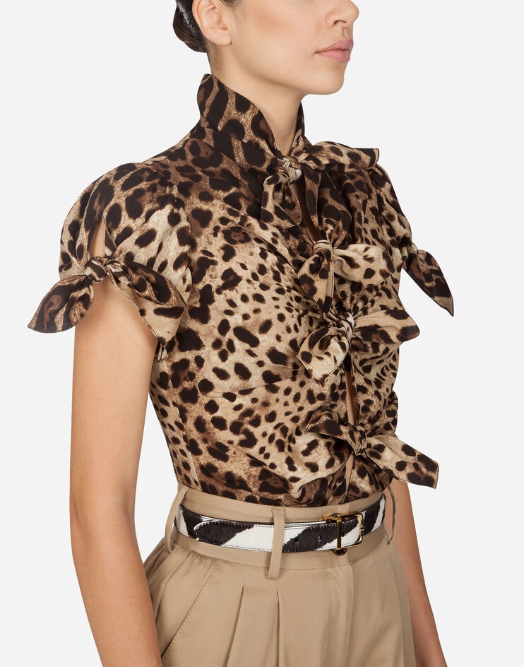 Top in charmeuse with leopard print - 4