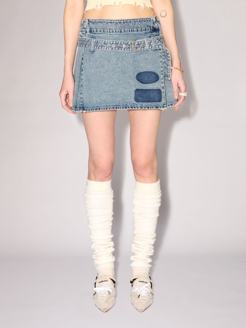 DENIM PLEATS SKIRT - 3