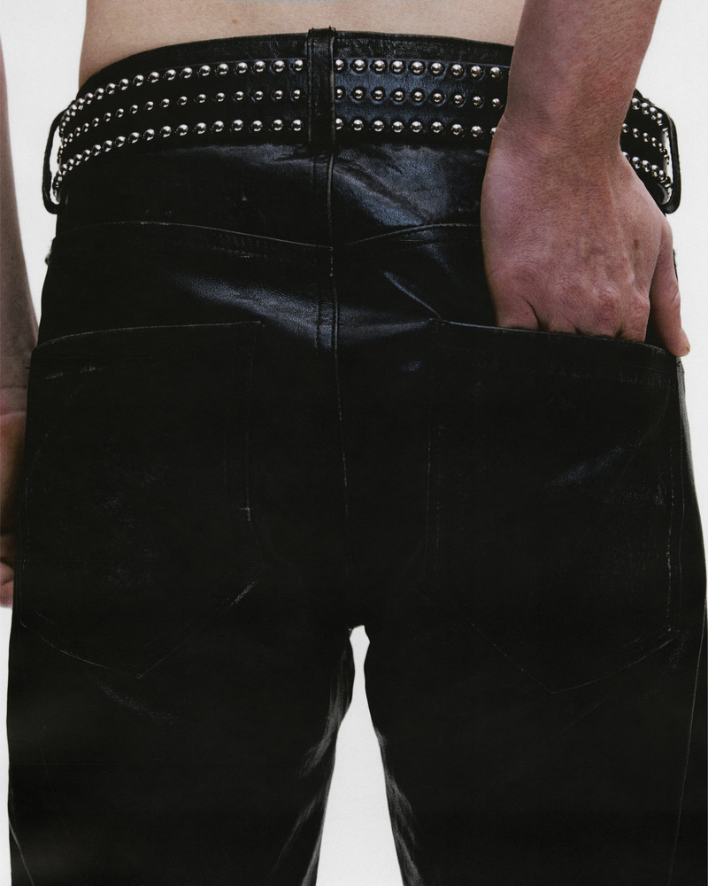 CRUST REPAIRED LEATHER FLARE JEANS 7